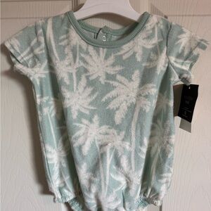 Kids Mint Green Palm Print Bodysuit